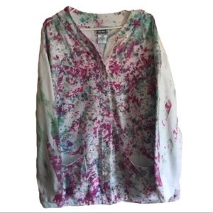Anthony Richards - 2X - Blouse - White with Multicolored Paint Splatter design